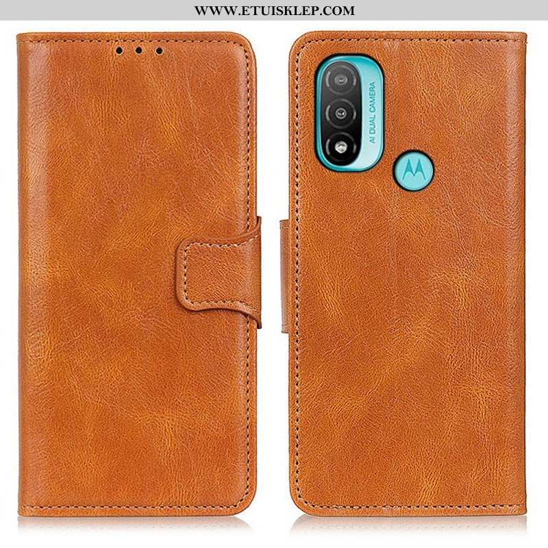 Etui Folio do Moto E40 / E30 / E20 Dwustronne Zapięcie Z Efektem Skóry